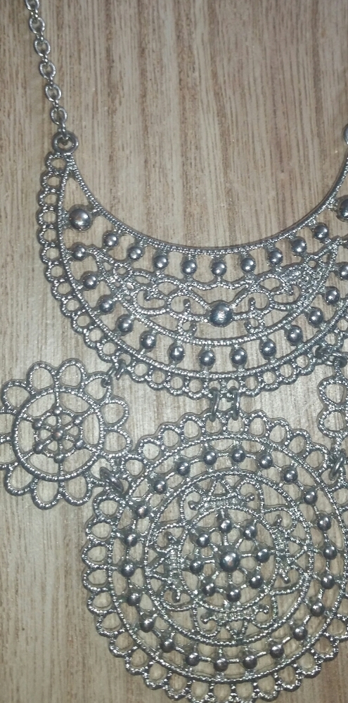 Boho Chic Silver Medallion Statement Necklace - image 4